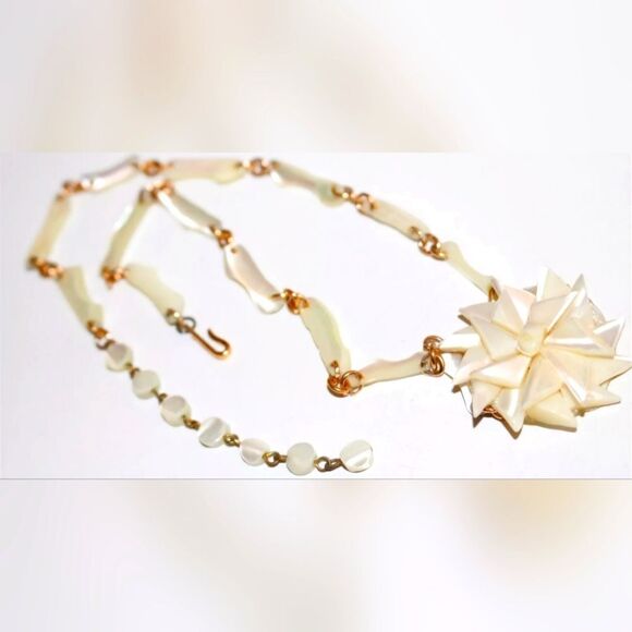 Vintage fantastic mother pearl shell beaded necklace - Picture 1 of 1